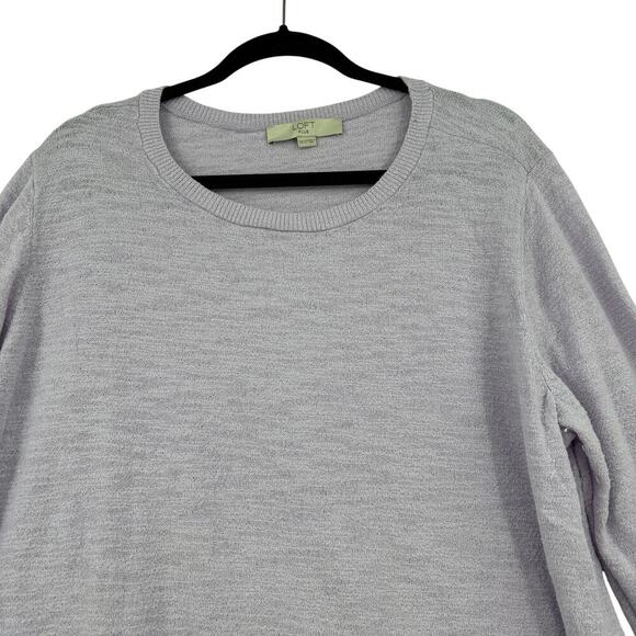 Loft Sweater Womens Size 20/22 Lavender Cotton Blend Slub Knit Pullover Stretch - Picture 2 of 9